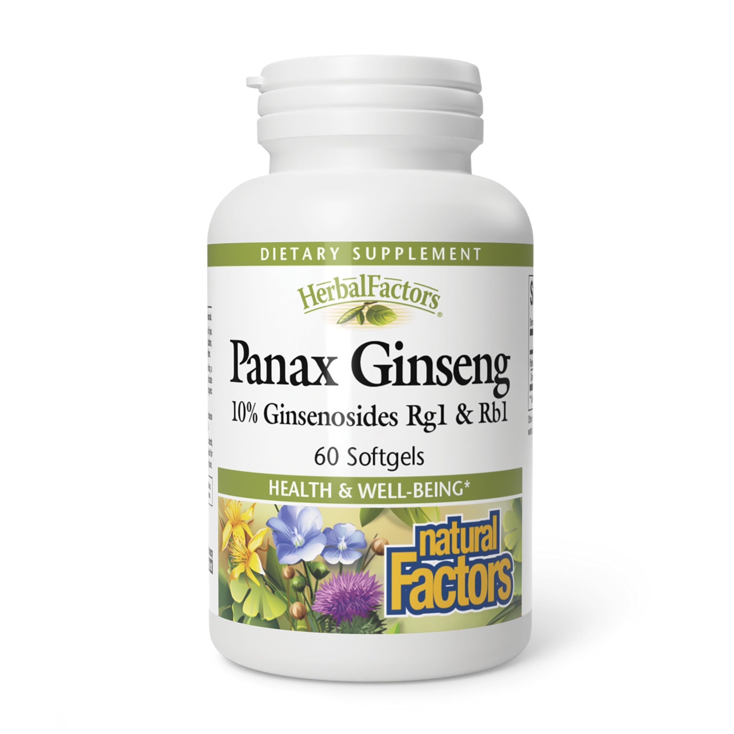 Natural Factors Panax Ginseng 64g softgel capsules front view