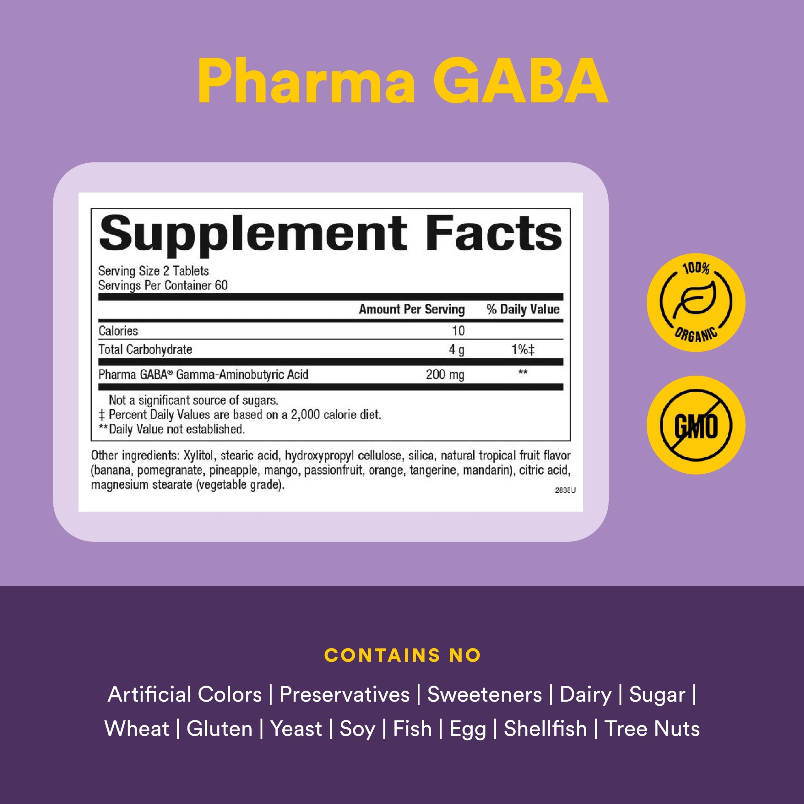 Natural Factors Pharma GABA Tablets 200mg chewable tablet