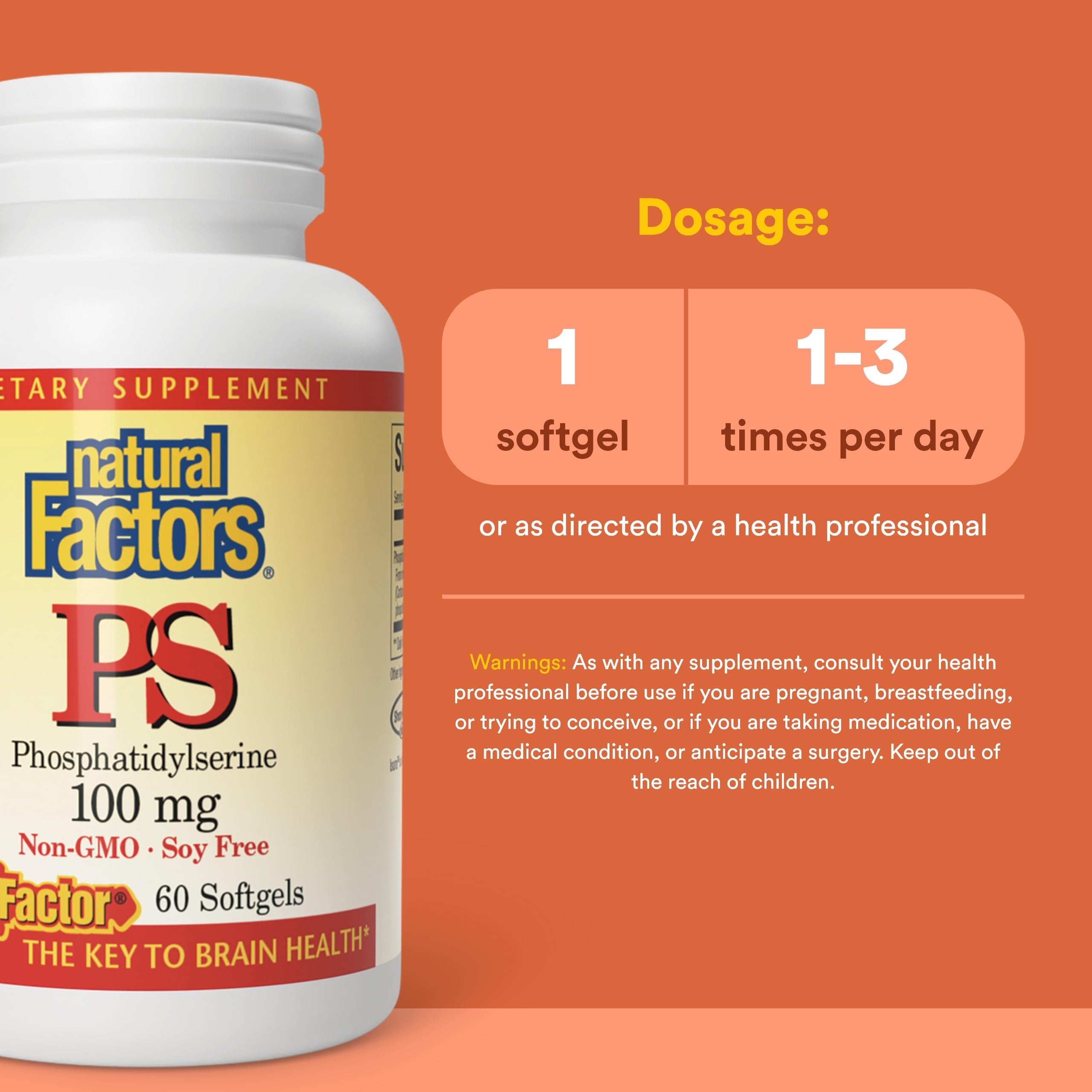 Natural Factors Phosphatidylserine Softgels 100mg bottle with label