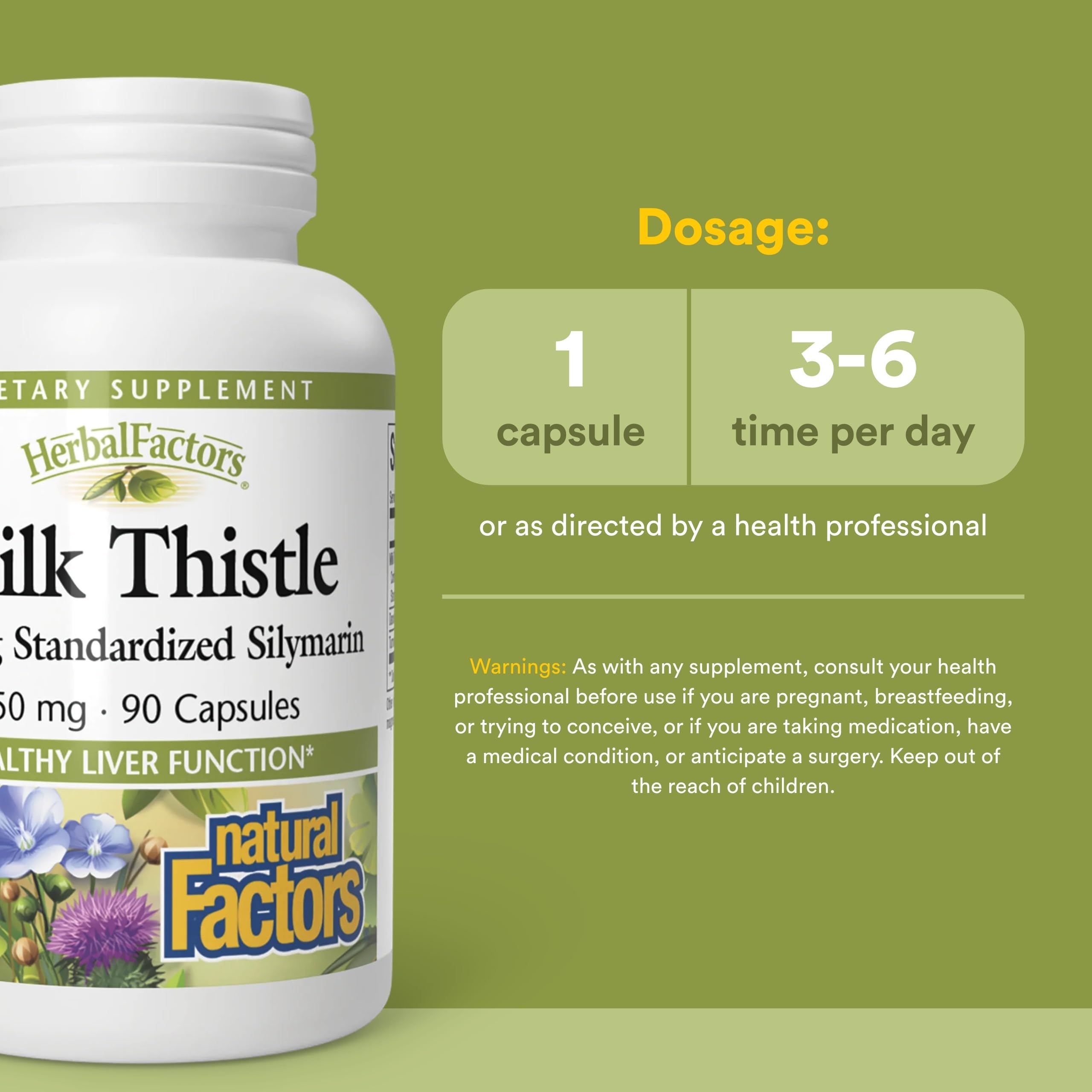 Natural Factors Premium Milk Thistle 150mg capsules back view