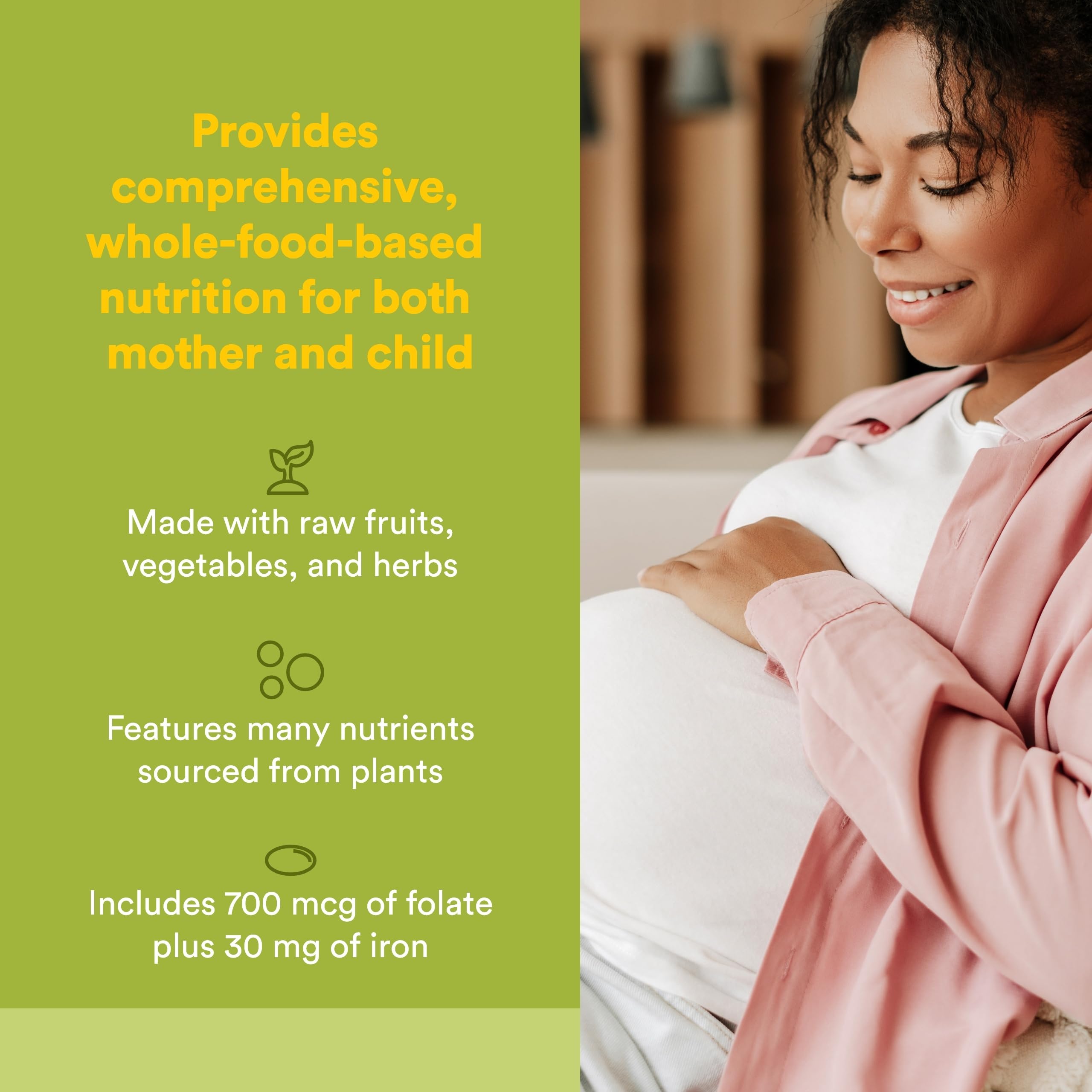 Natural Factors Prenatal Vitamins side view with nutritional information
