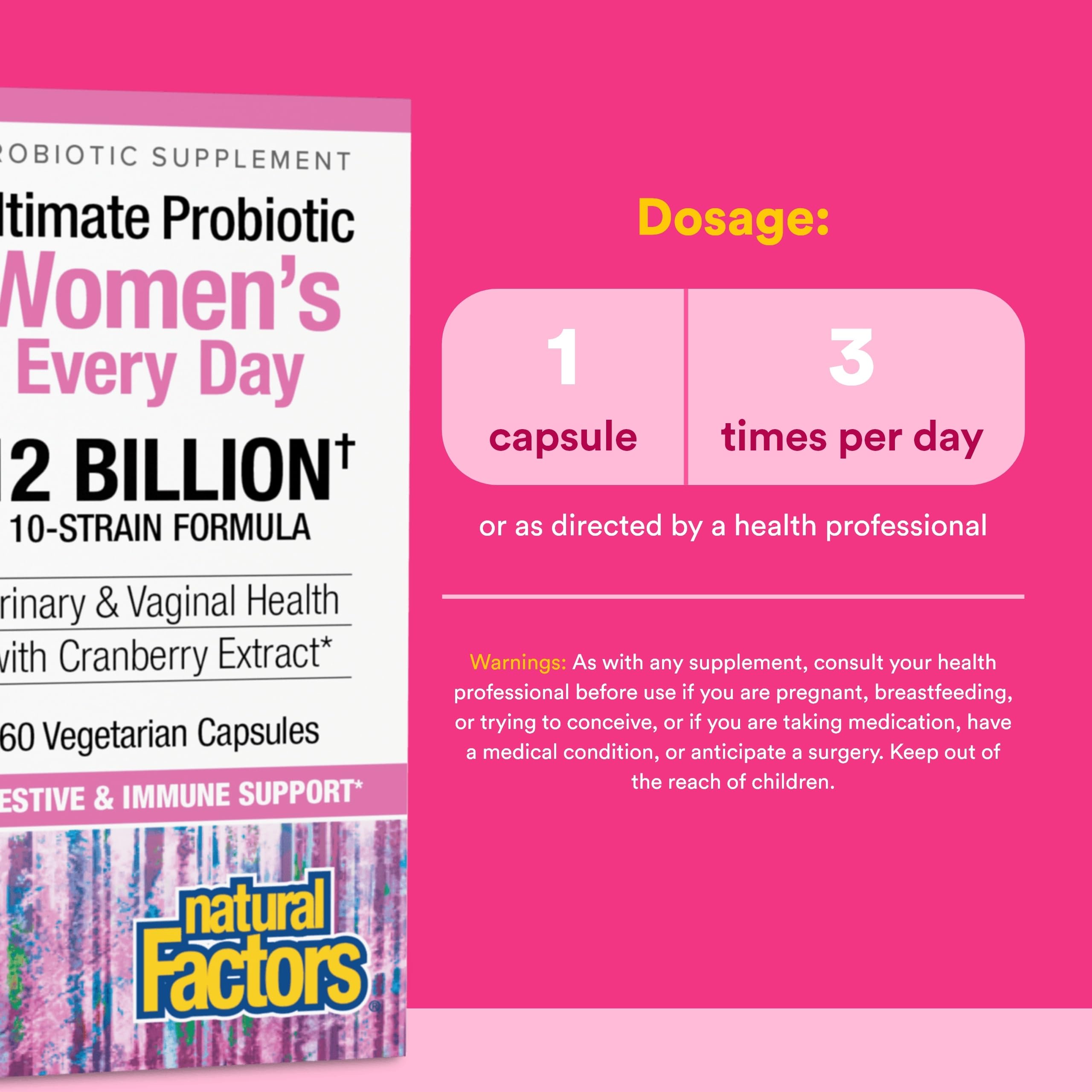 Natural Factors Probiotic Supplement packaging side view