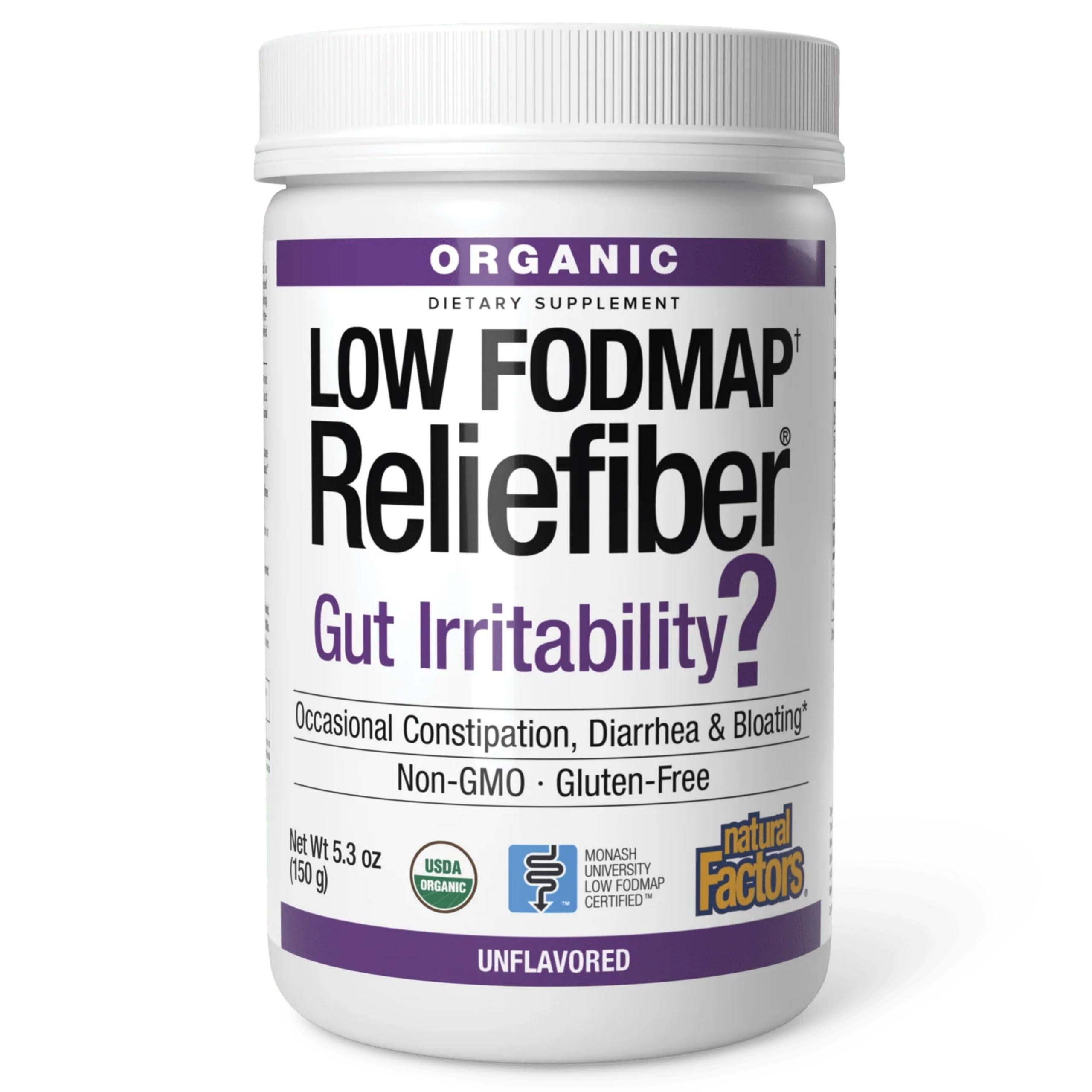 Natural Factors Reliefiber Organic Low FODMAP Fiber Powder front view