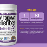 Natural Factors Reliefiber Organic Low FODMAP Fiber Powder scoop with powder
