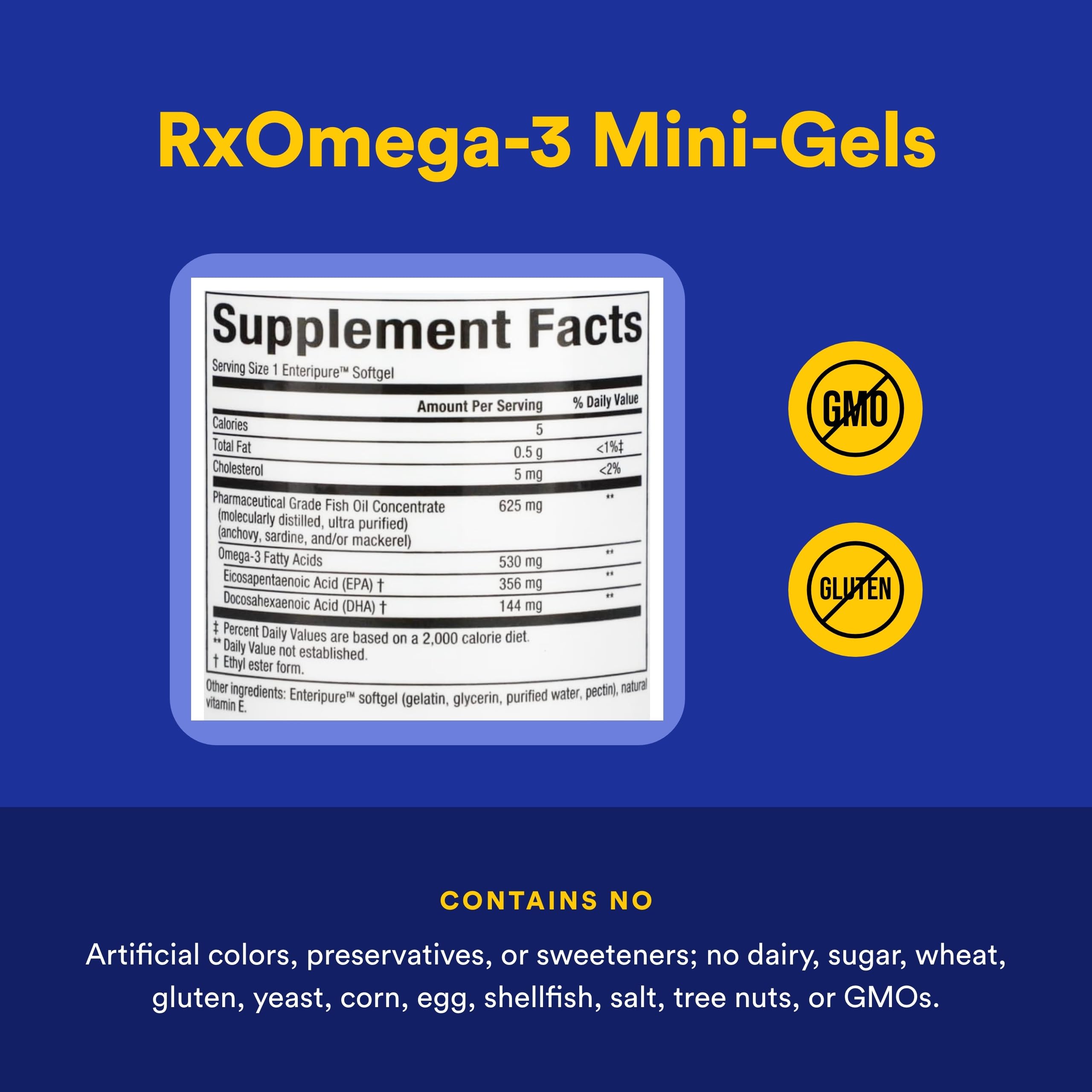 Natural Factors RxOmega-3 Fish Oil Softgels 625mg nutritional information