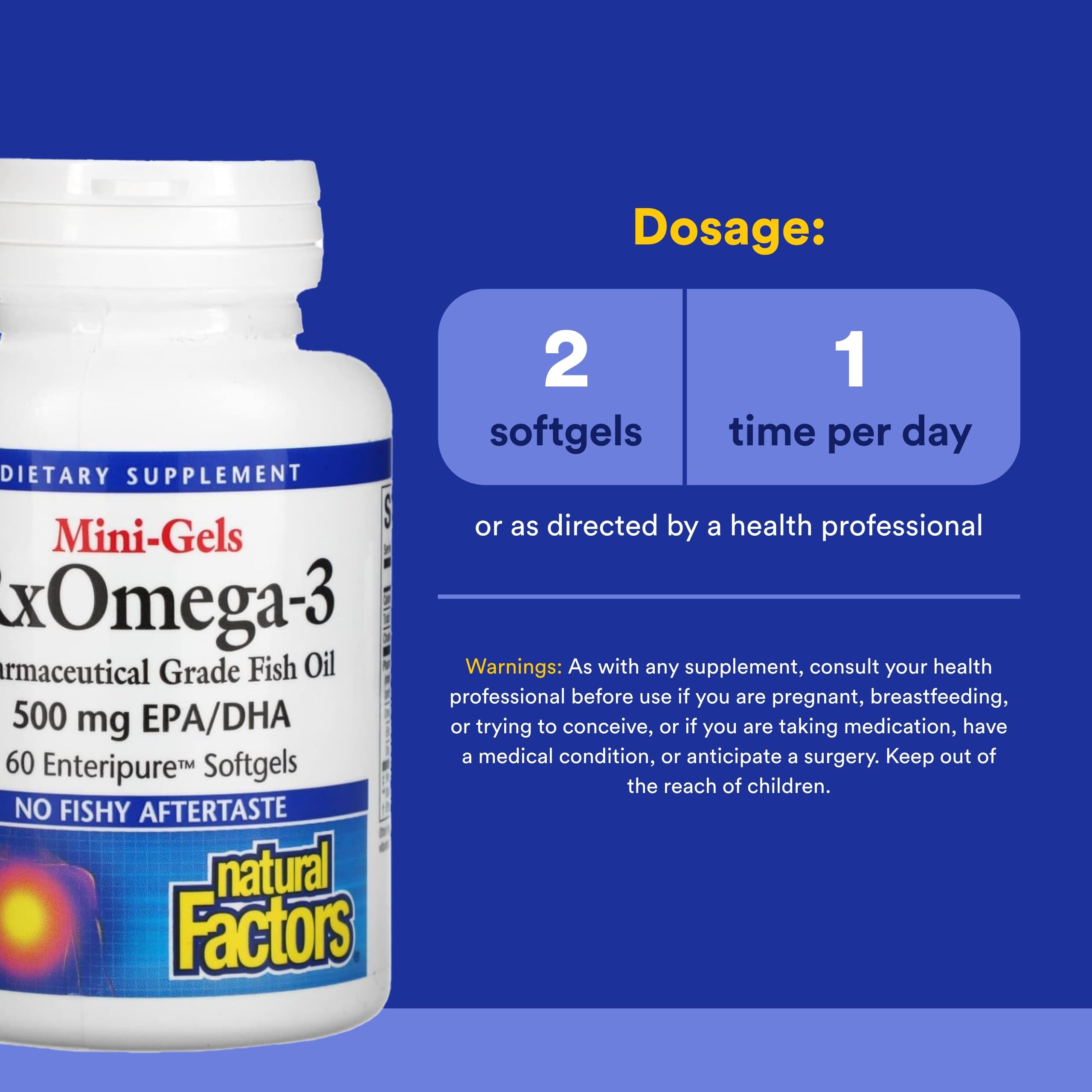Natural Factors RxOmega-3 Fish Oil Softgels 625mg packaging