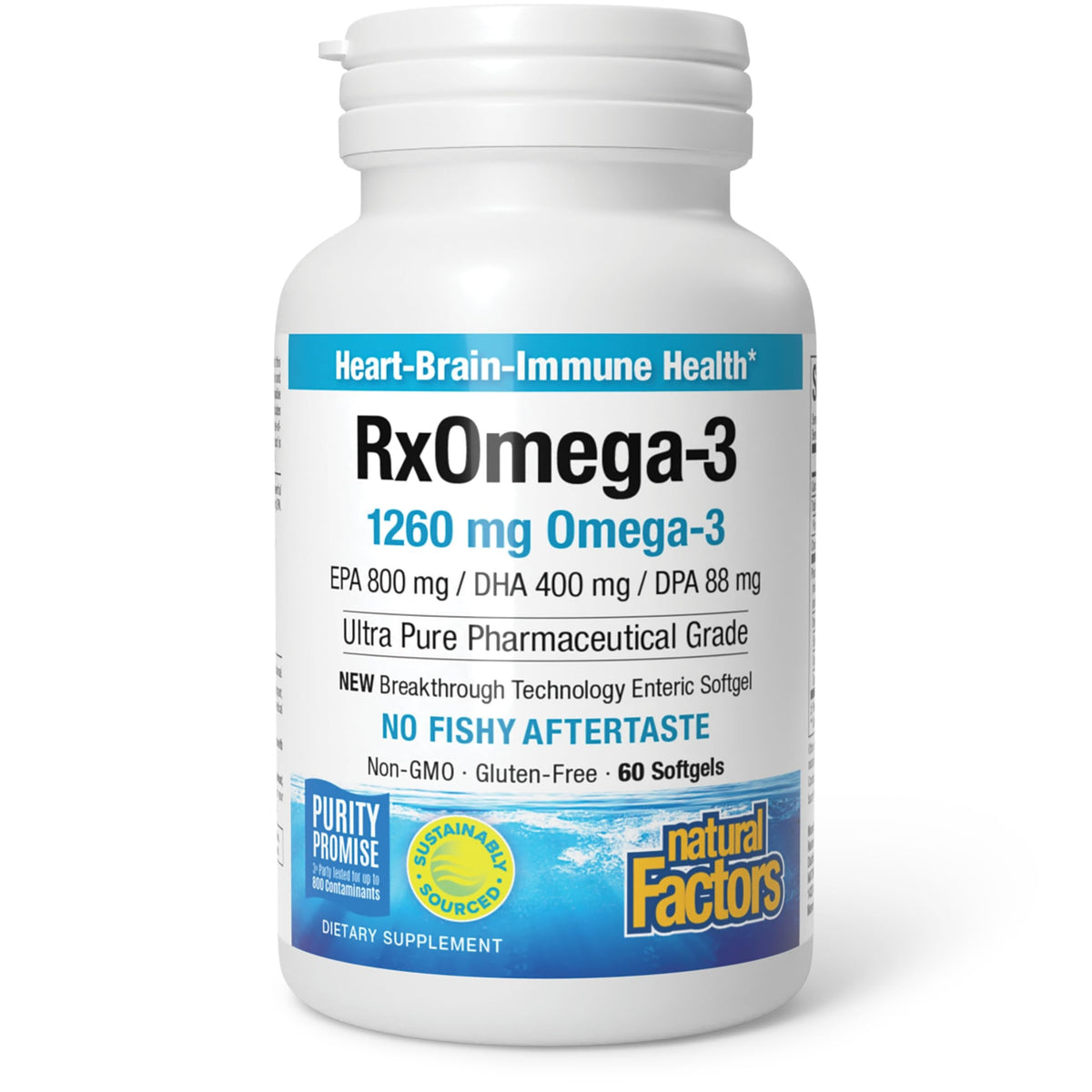 Natural Factors RxOmega-3 Fish Oil Softgels front view
