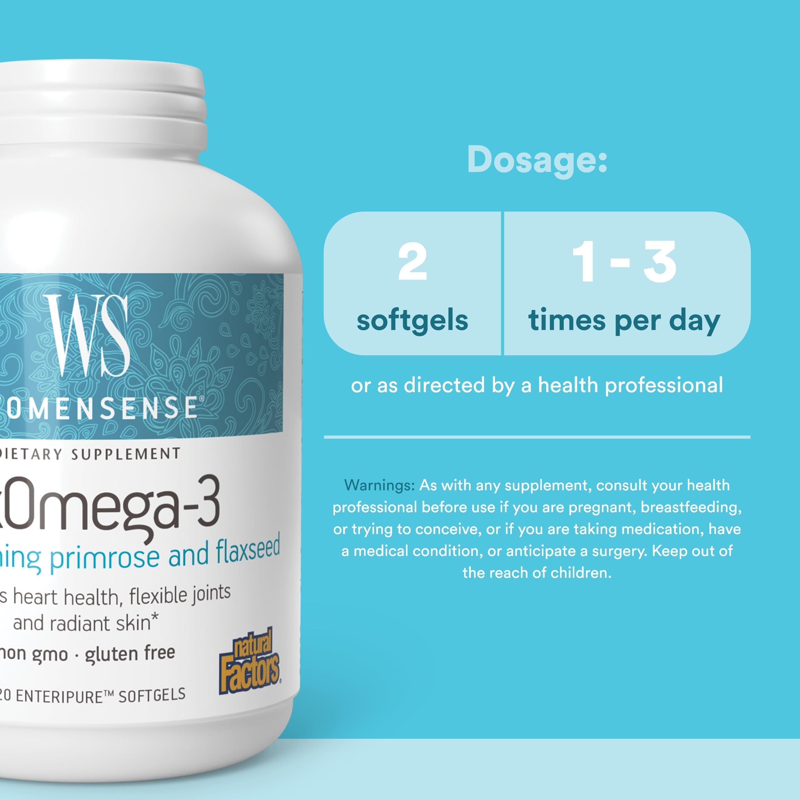 Natural Factors RxOmega-3 Women's Blend Fish Oil packaging side view