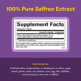 Natural Factors Saffron Extract Capsules 28mg on a wooden table