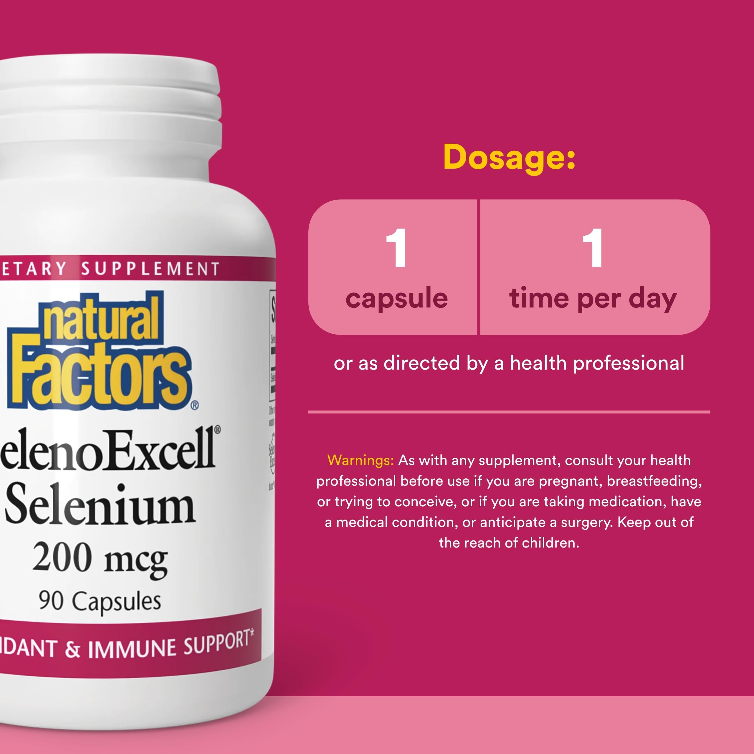 Natural Factors SelenoExcell Selenium 200 mcg capsule close-up