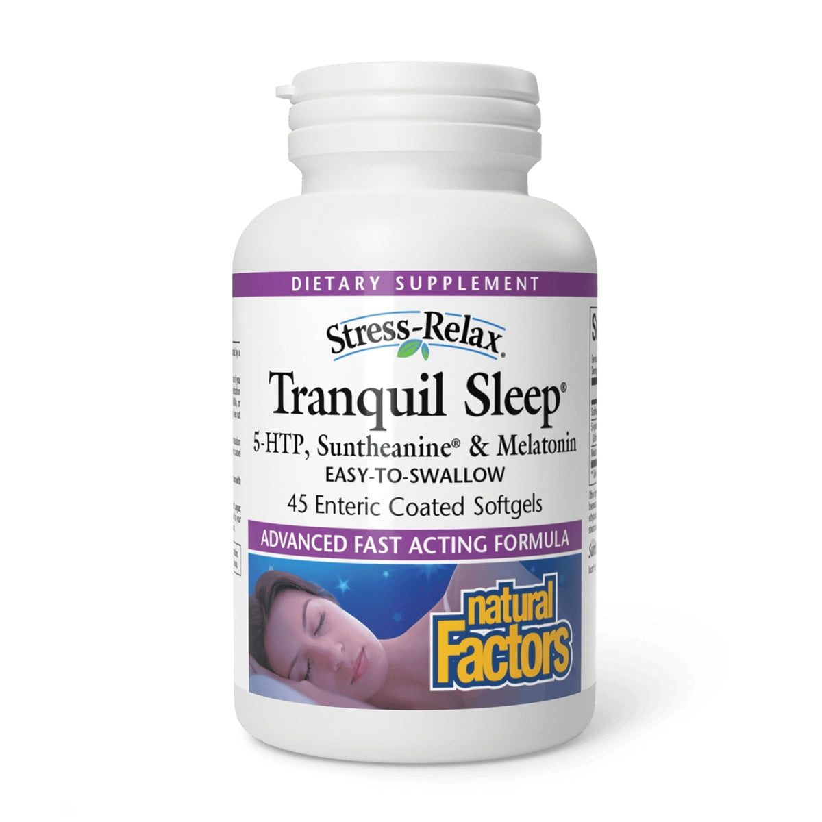 Natural Factors Stress-daily wellness Tranquil Sleep 45 Softgels front view