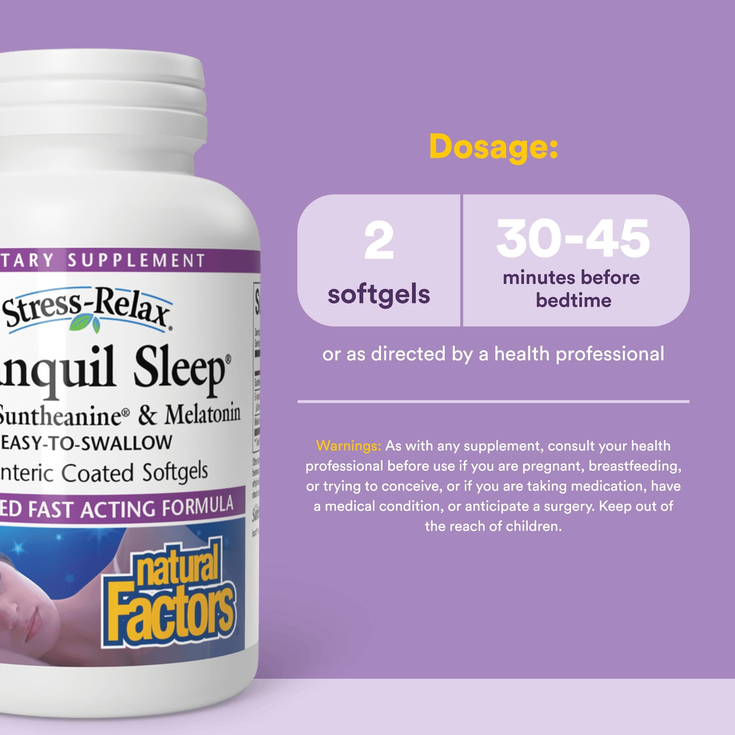 Natural Factors Stress-daily wellness Tranquil Sleep bottle side view