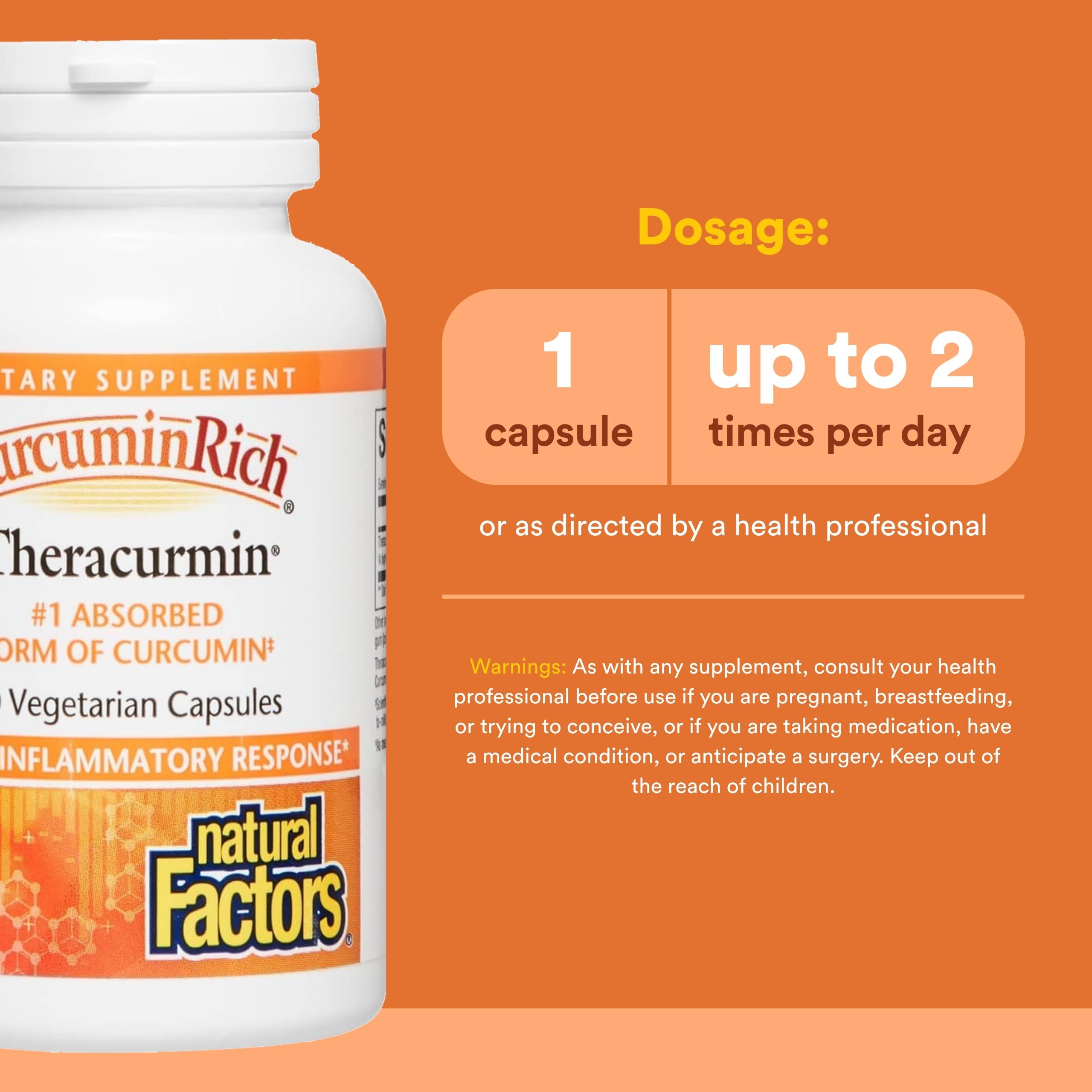 Natural Factors Theracurmin capsules close-up showing size