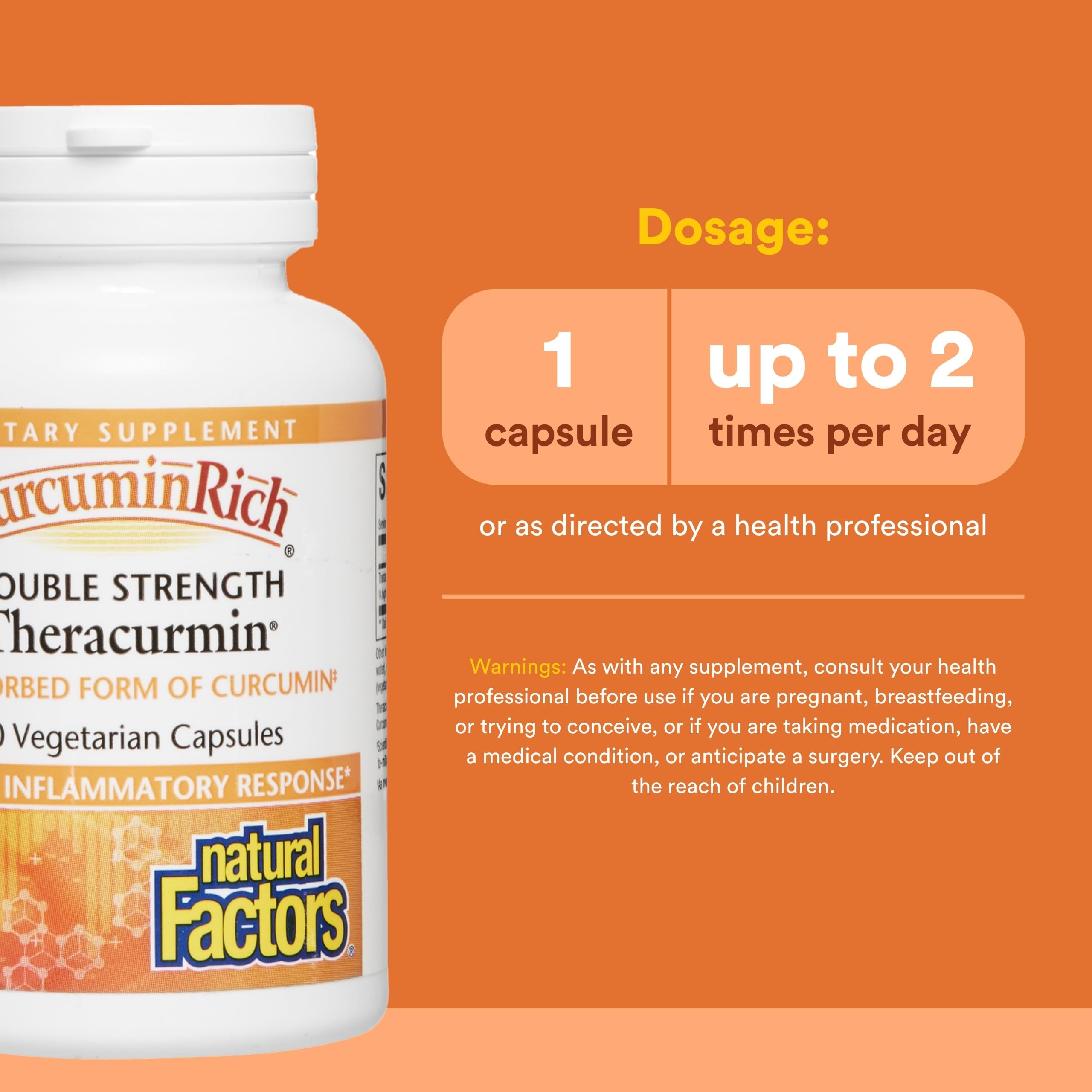 Natural Factors Theracurmin capsules on a wooden table