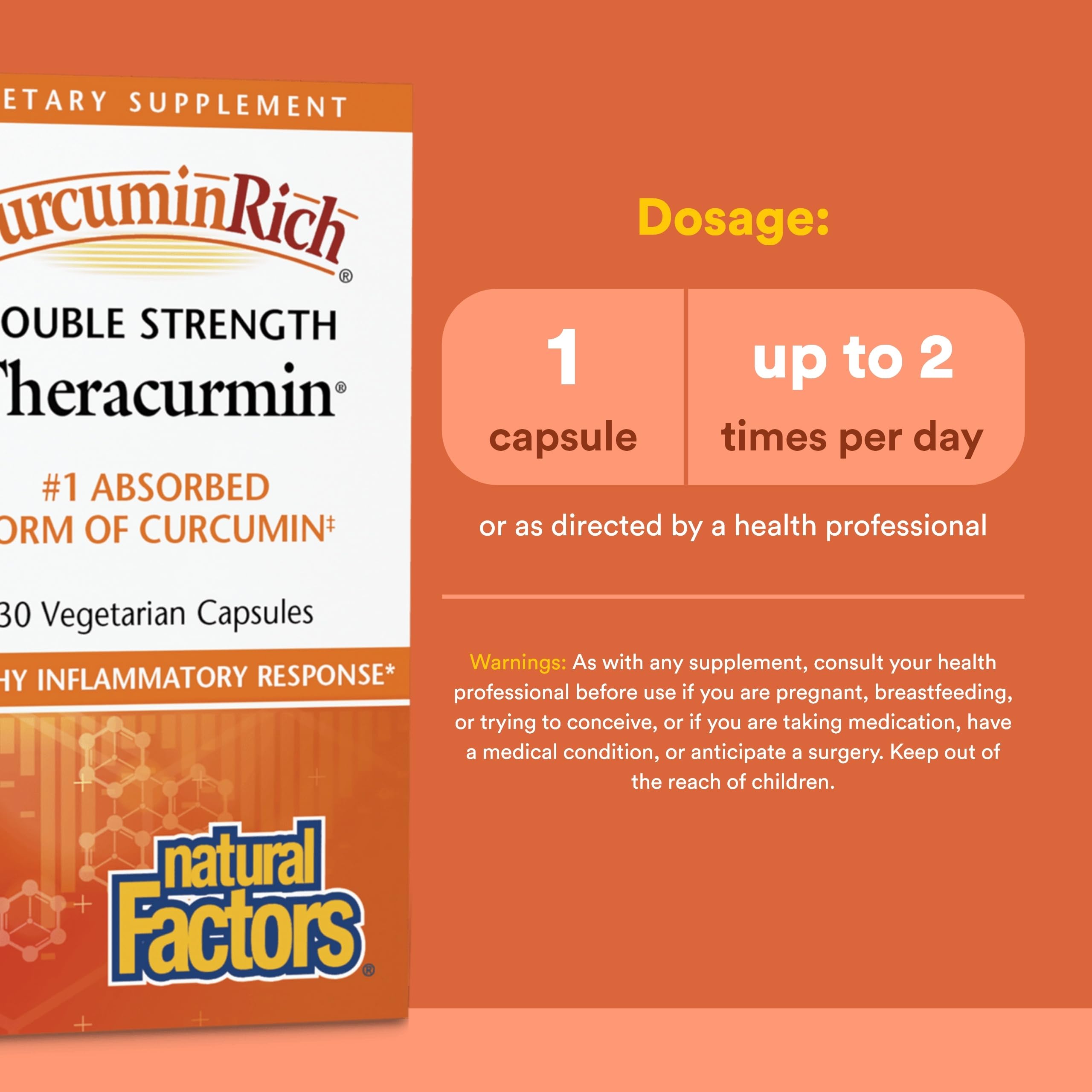 Natural Factors Theracurmin Double-Strength Curcumin Supplement 60mg side view