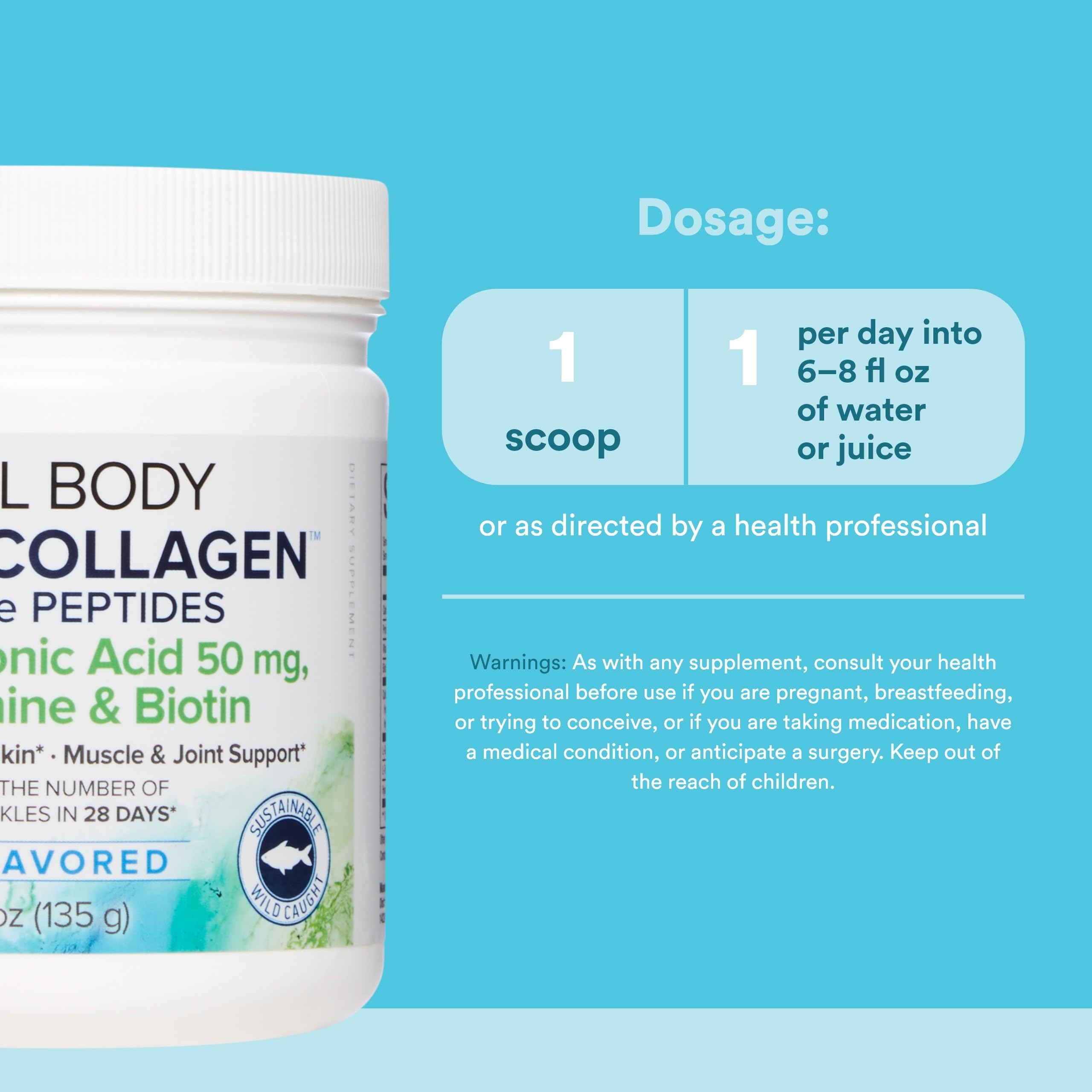 Natural Factors Total Body Marine Collagen Powder close-up of ingredients