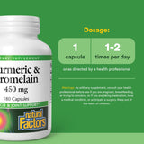 Natural Factors Turmeric & Bromelain Capsules opened bottle with capsules