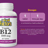 Natural Factors Vitamin B12 Cyanocobalamin 1000mcg capsule close-up