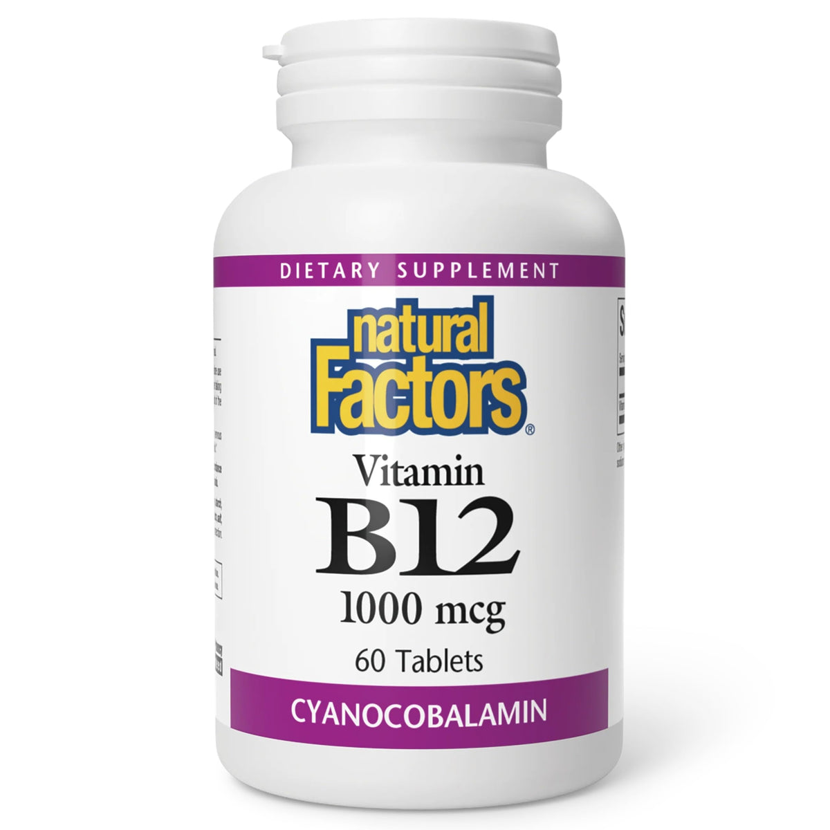 Natural Factors Vitamin B12 Cyanocobalamin 1000mcg front view