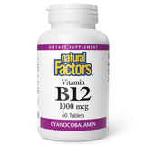 Natural Factors Vitamin B12 Cyanocobalamin 1000mcg front view