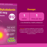 Natural Factors Vitamin B12 Methylcobalamin 27g supplement back view