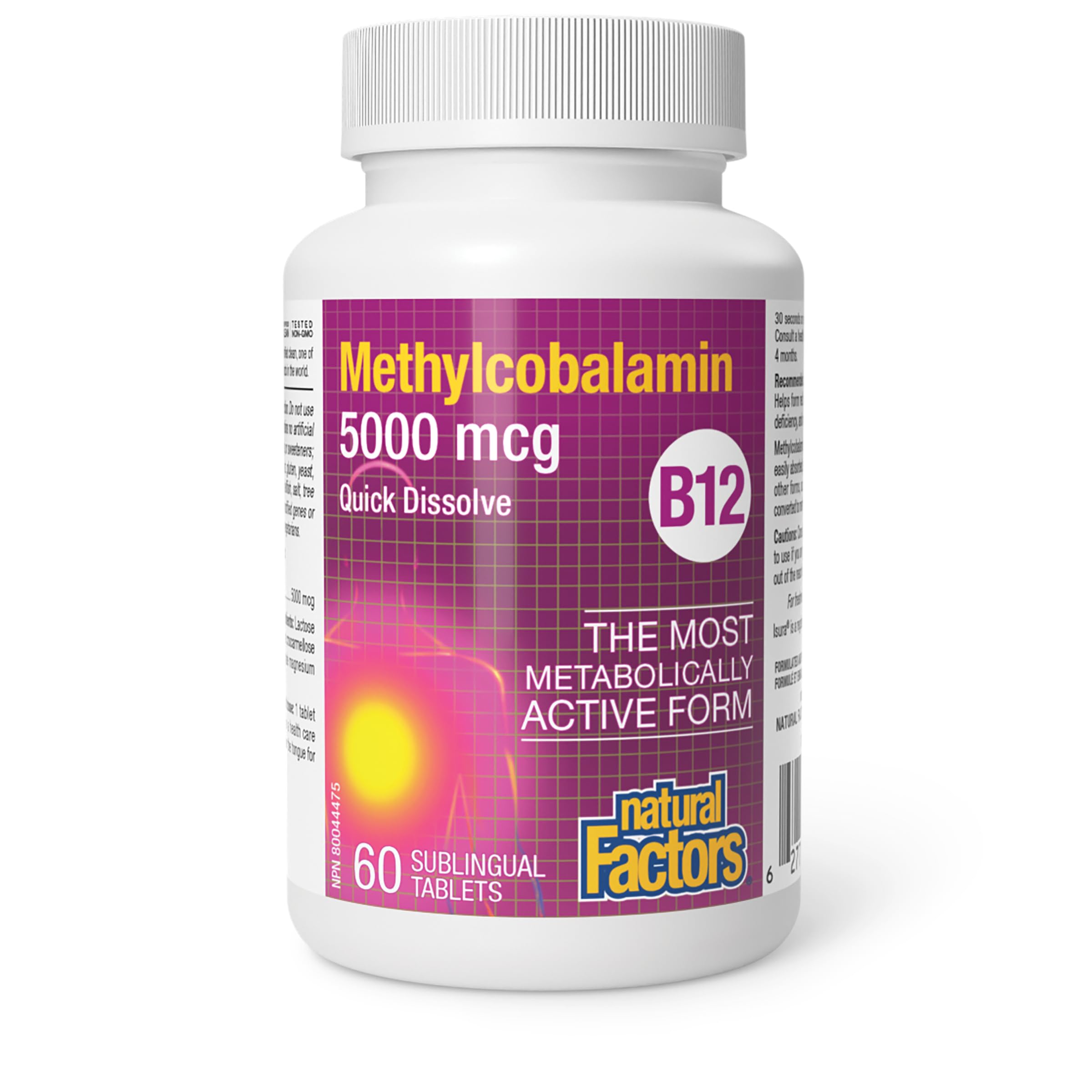 Natural Factors Vitamin B12 Methylcobalamin 27g supplement packaging
