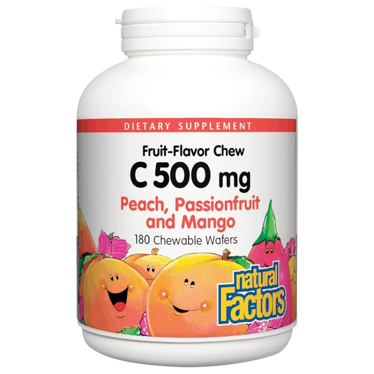 Natural Factors Vitamin C Chewable Wafer 500mg front view