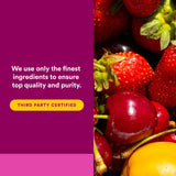 Natural Factors Vitamin C Chewable Wafer 500mg with fruit background