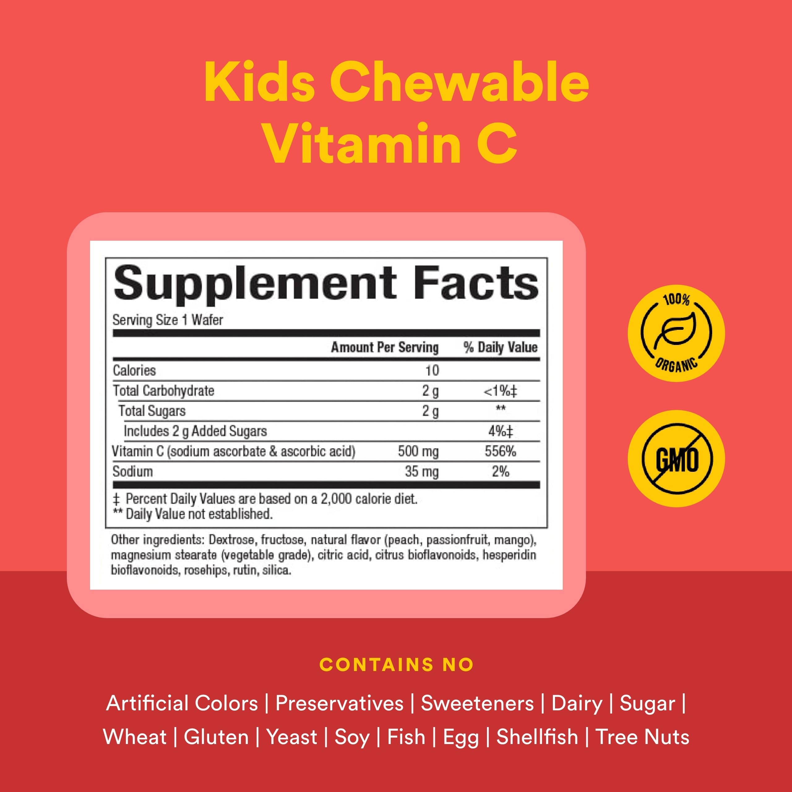 Natural Factors Vitamin C Chewable Wafer ingredients list