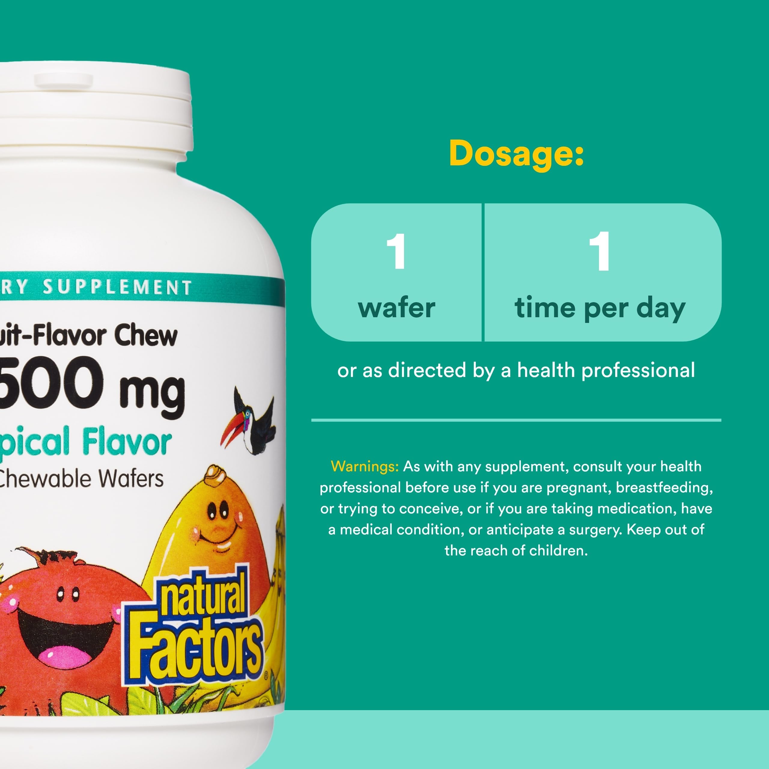 Natural Factors Vitamin C Chewable Wafer showing fruit flavour