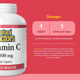 Natural Factors Vitamin C Time Release 1000 mg supplement tablets close-up