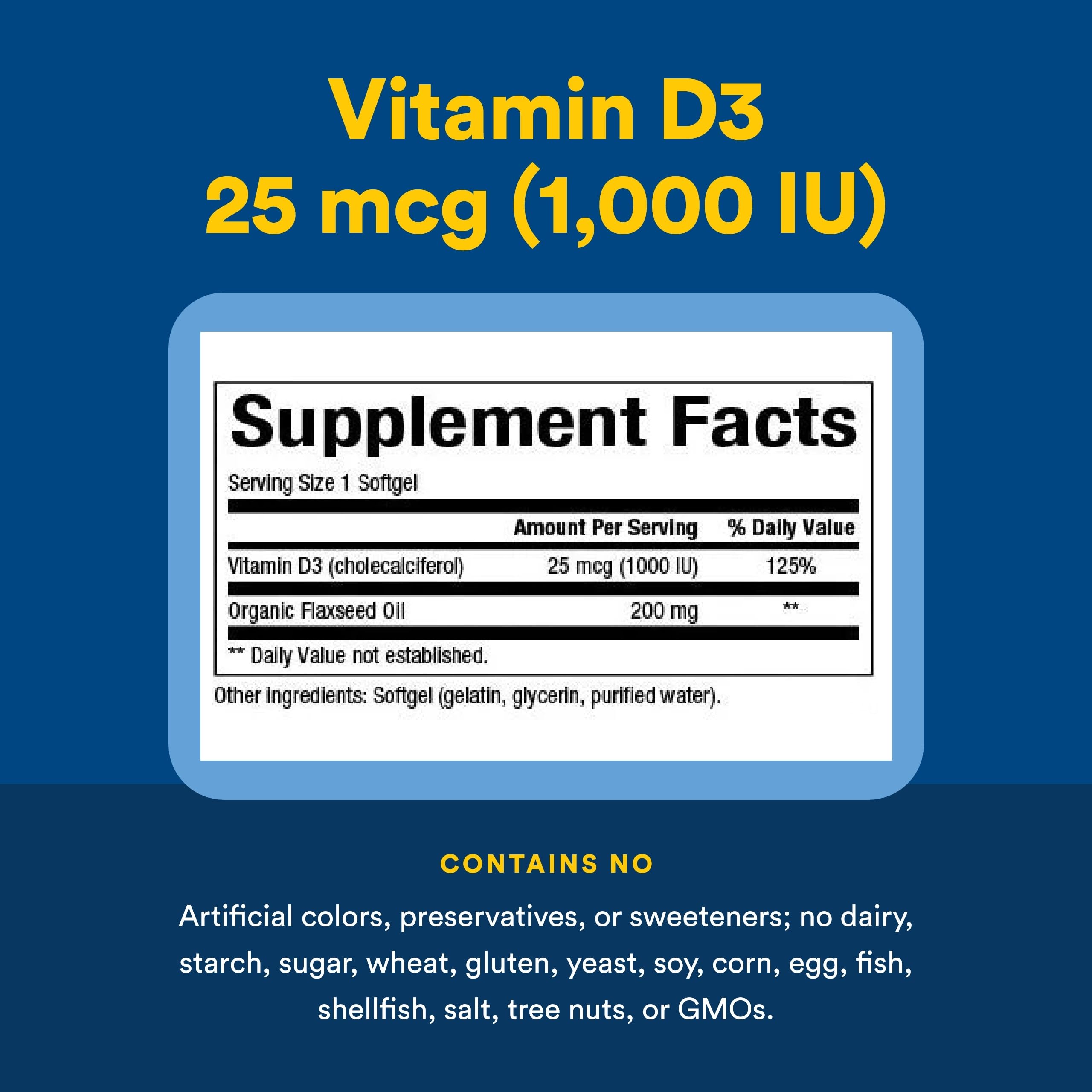Natural Factors Vitamin D3 1000 IU supplement ingredients list