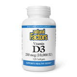 Natural Factors Vitamin D3 250 mcg Softgels front view