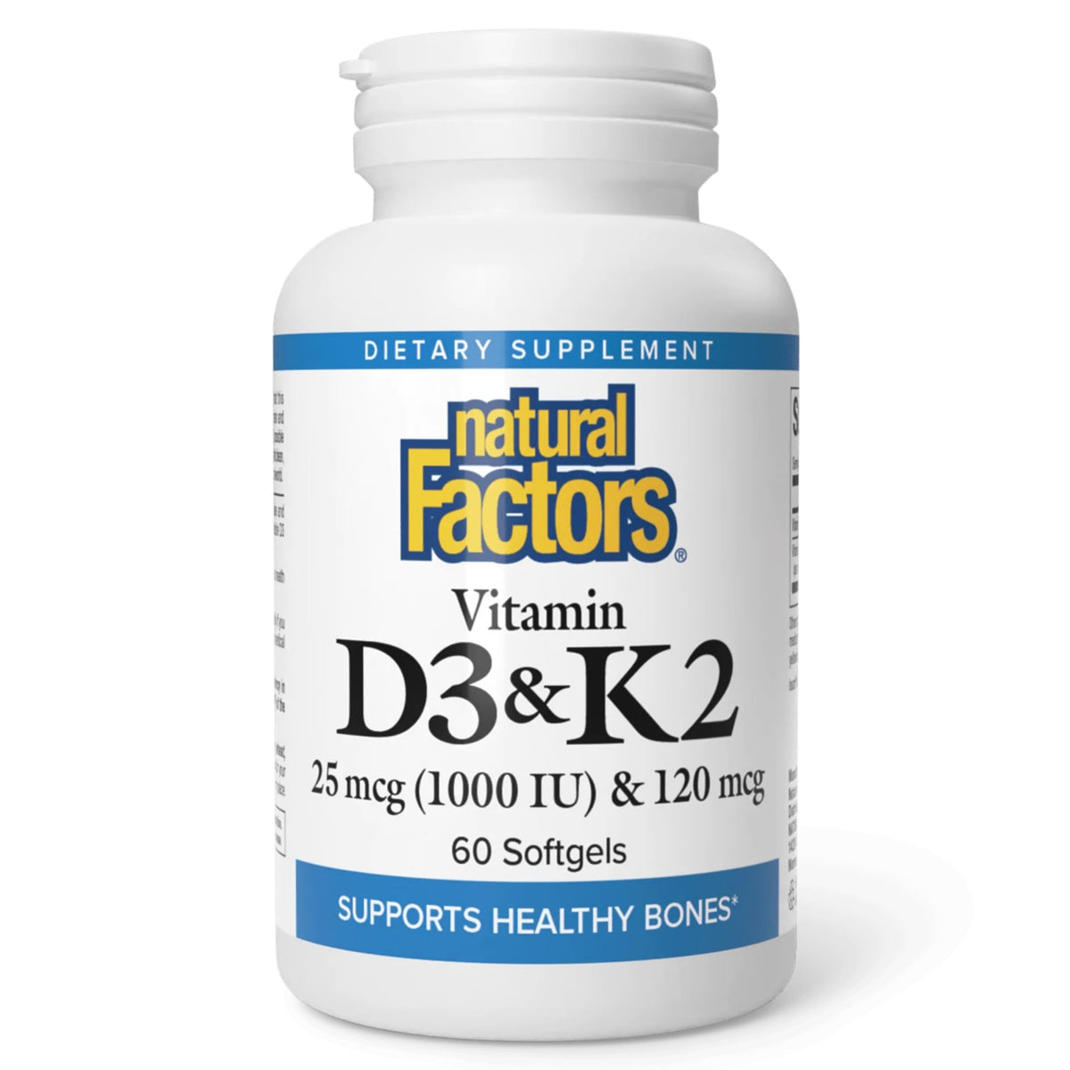 Natural Factors Vitamin D3 & K2 softgels front view