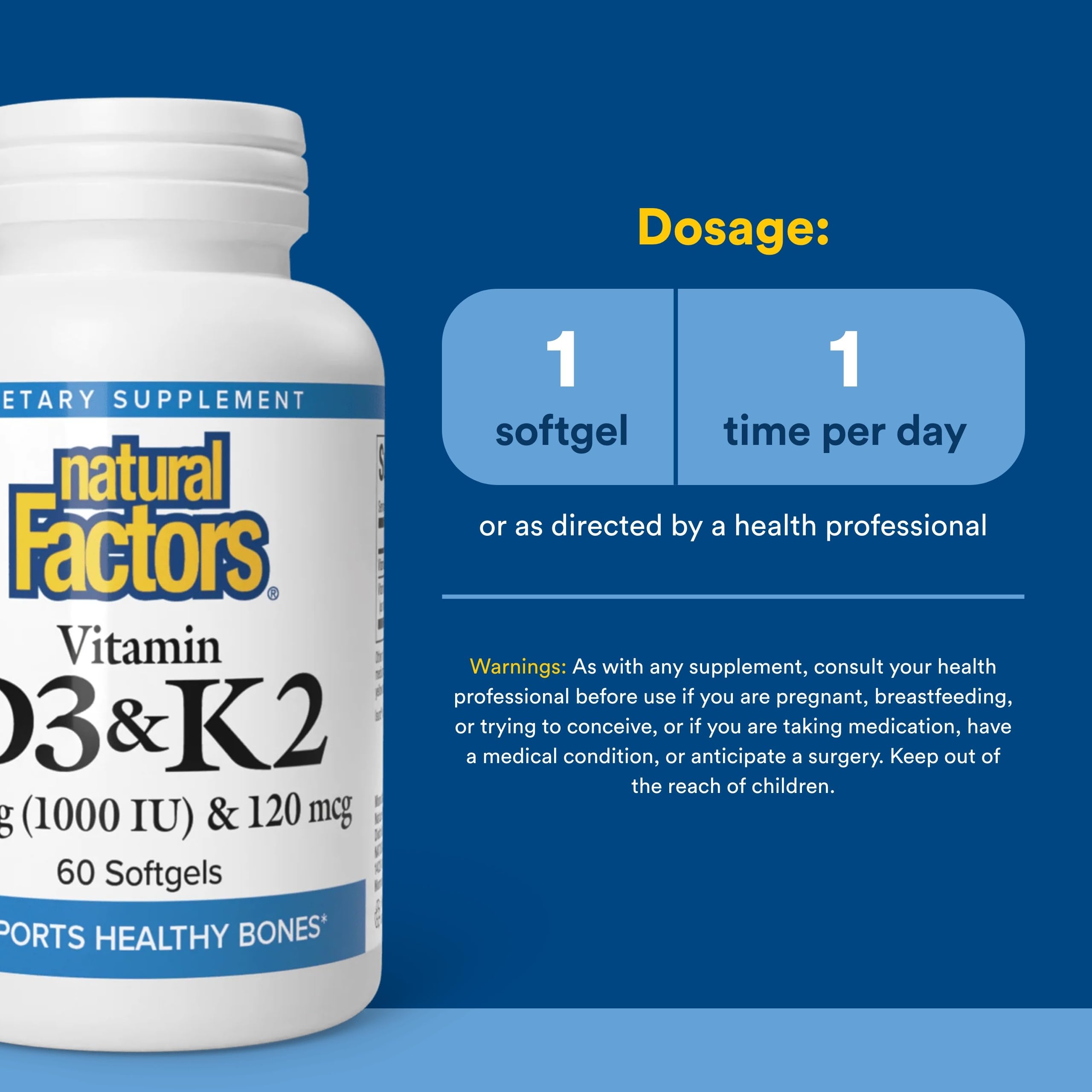 Natural Factors Vitamin D3 & K2 softgels packaging