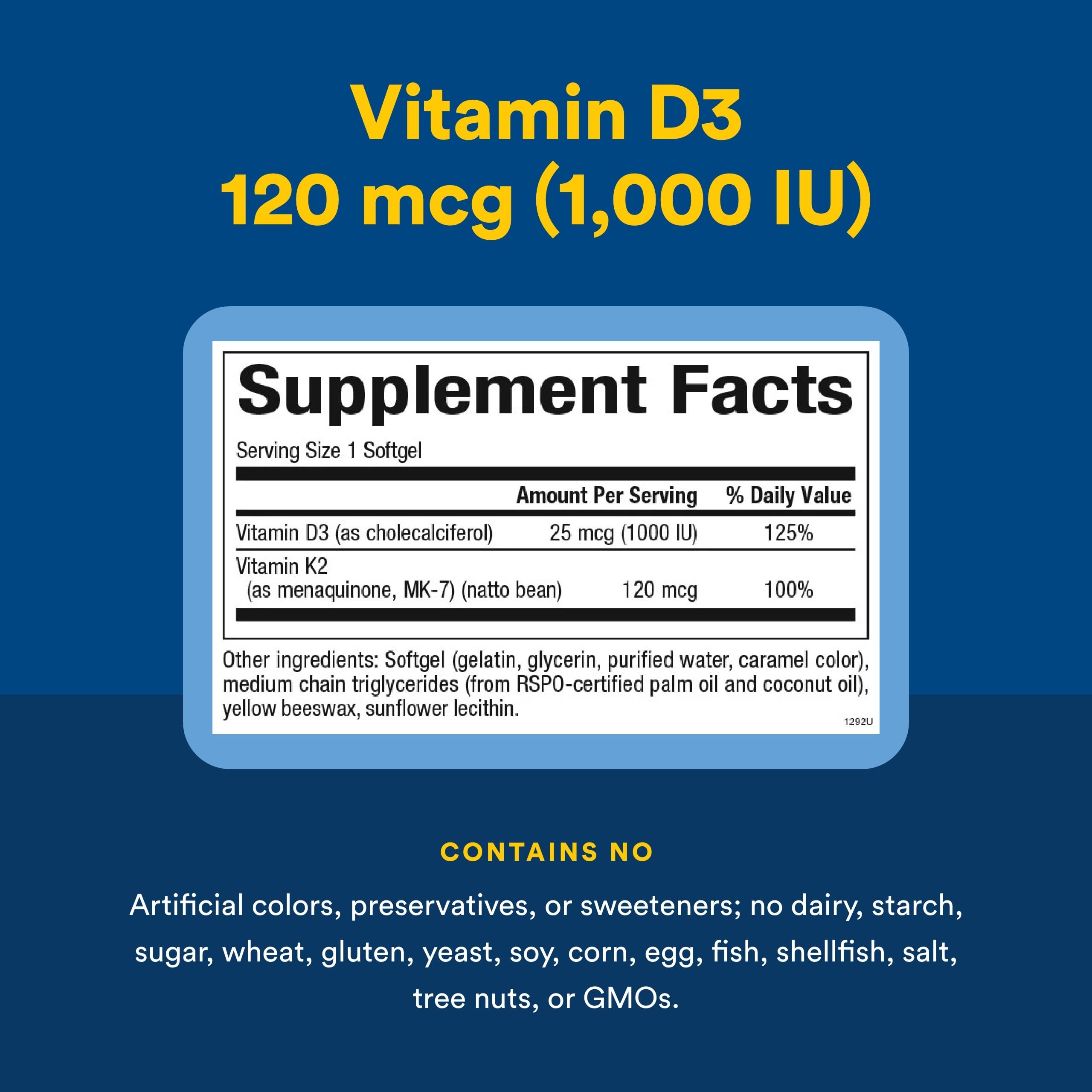 Natural Factors Vitamin D3 & K2 softgels with a softgel close-up