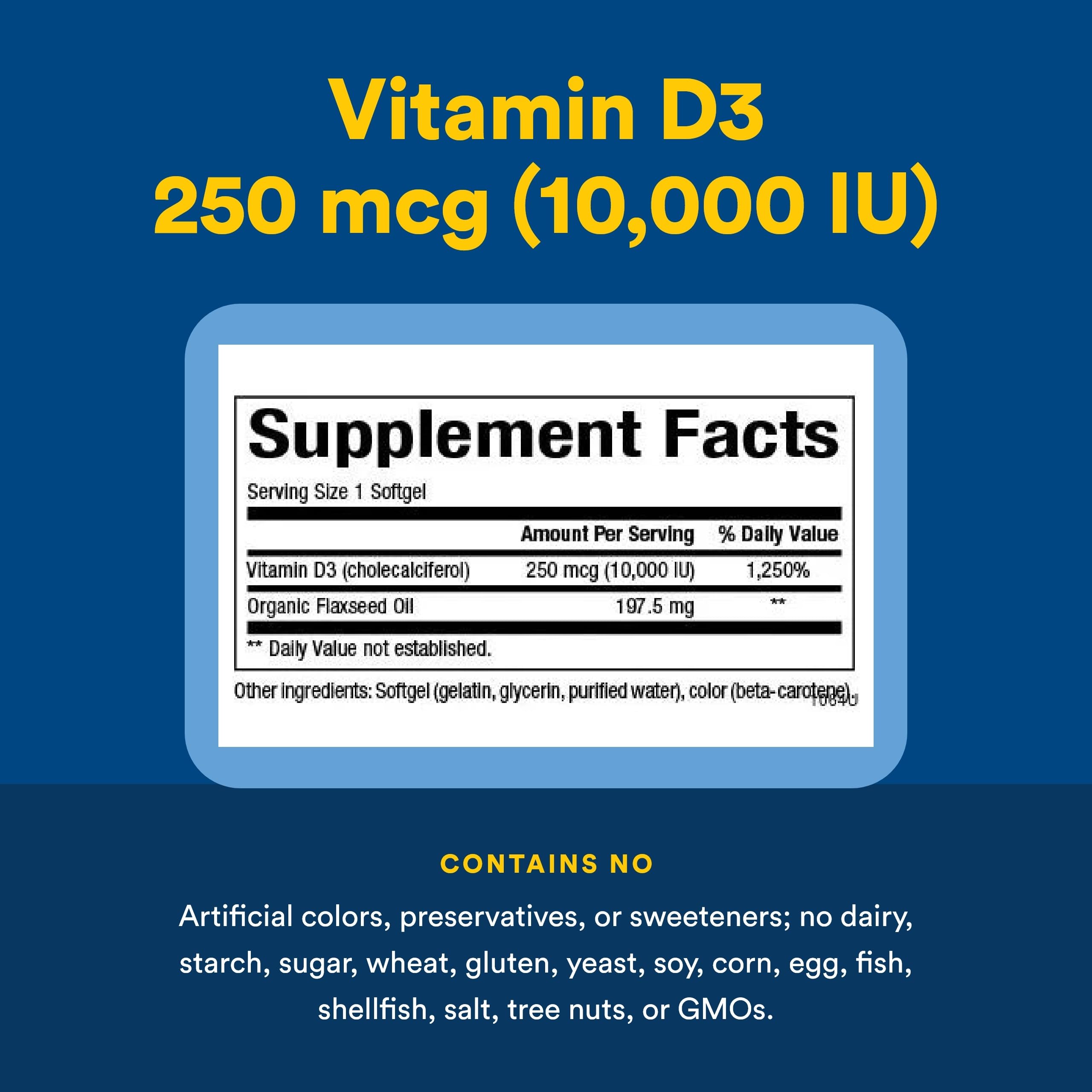 Natural Factors Vitamin D3 Softgels with organic flaxseed oil