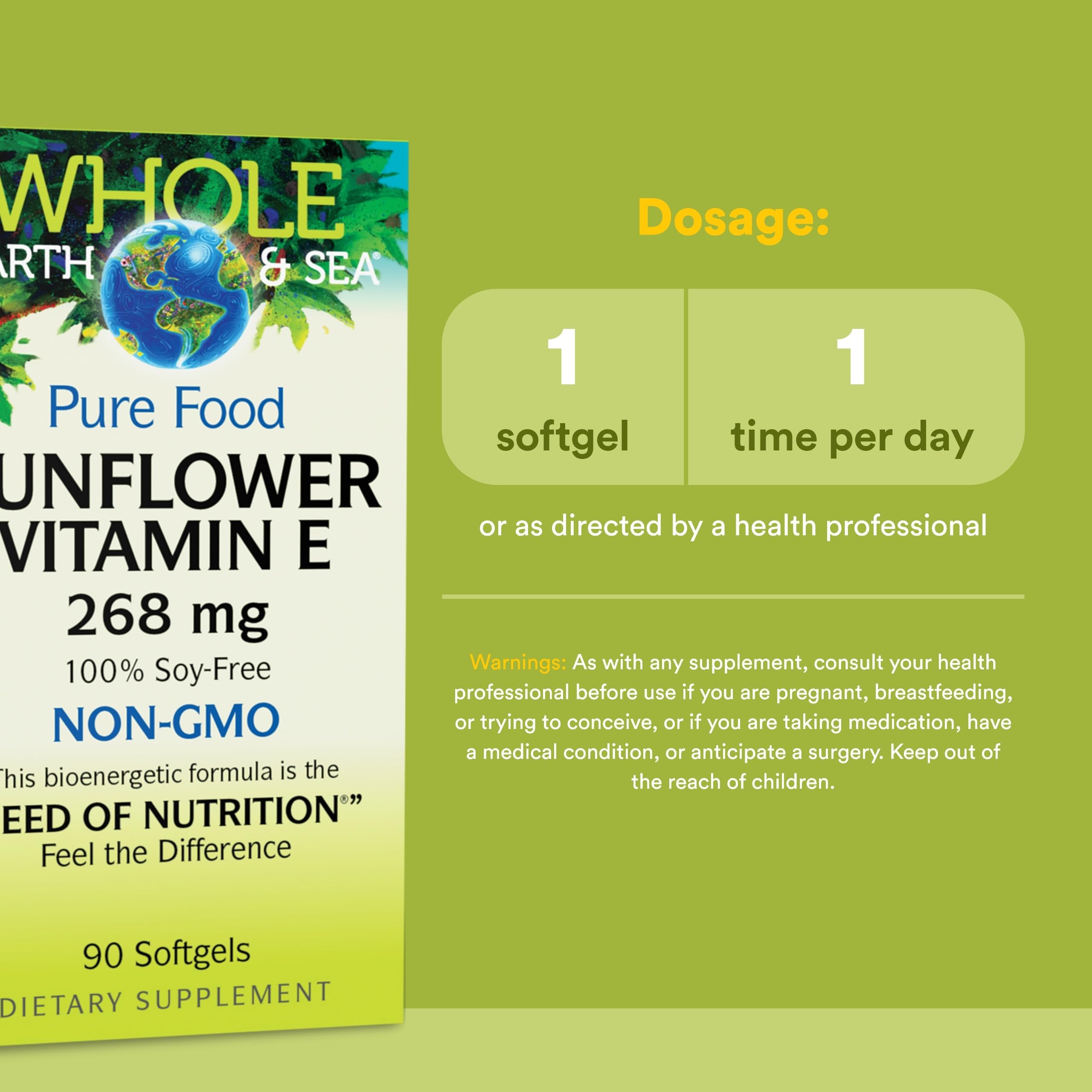 Natural Factors Vitamin E capsules side view showing ingredients
