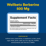Natural Factors WellBetX Berberine Supplement 500mg capsules on a wooden table