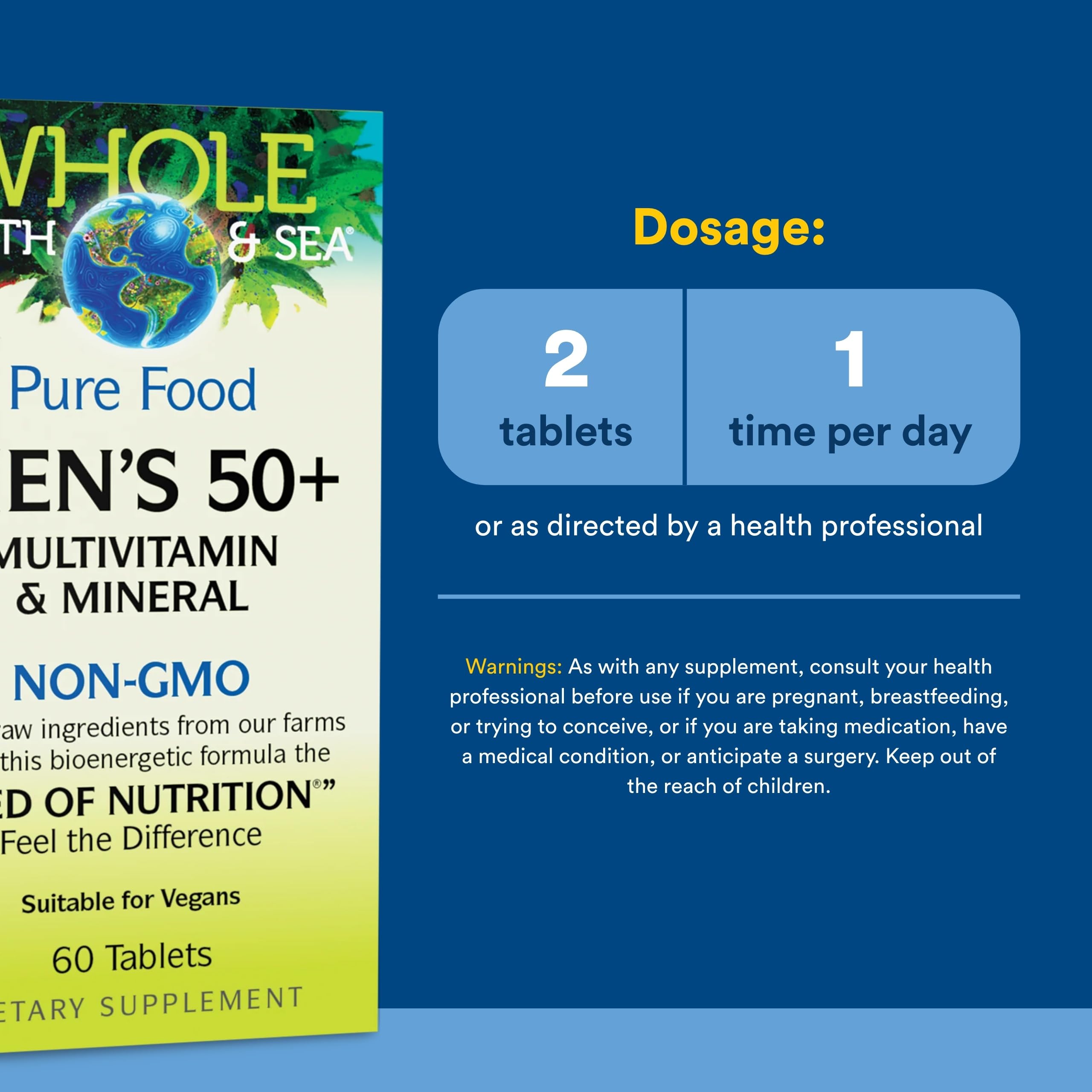 Natural Factors Whole Earth & Sea Men's 50+ Multivitamin packaging