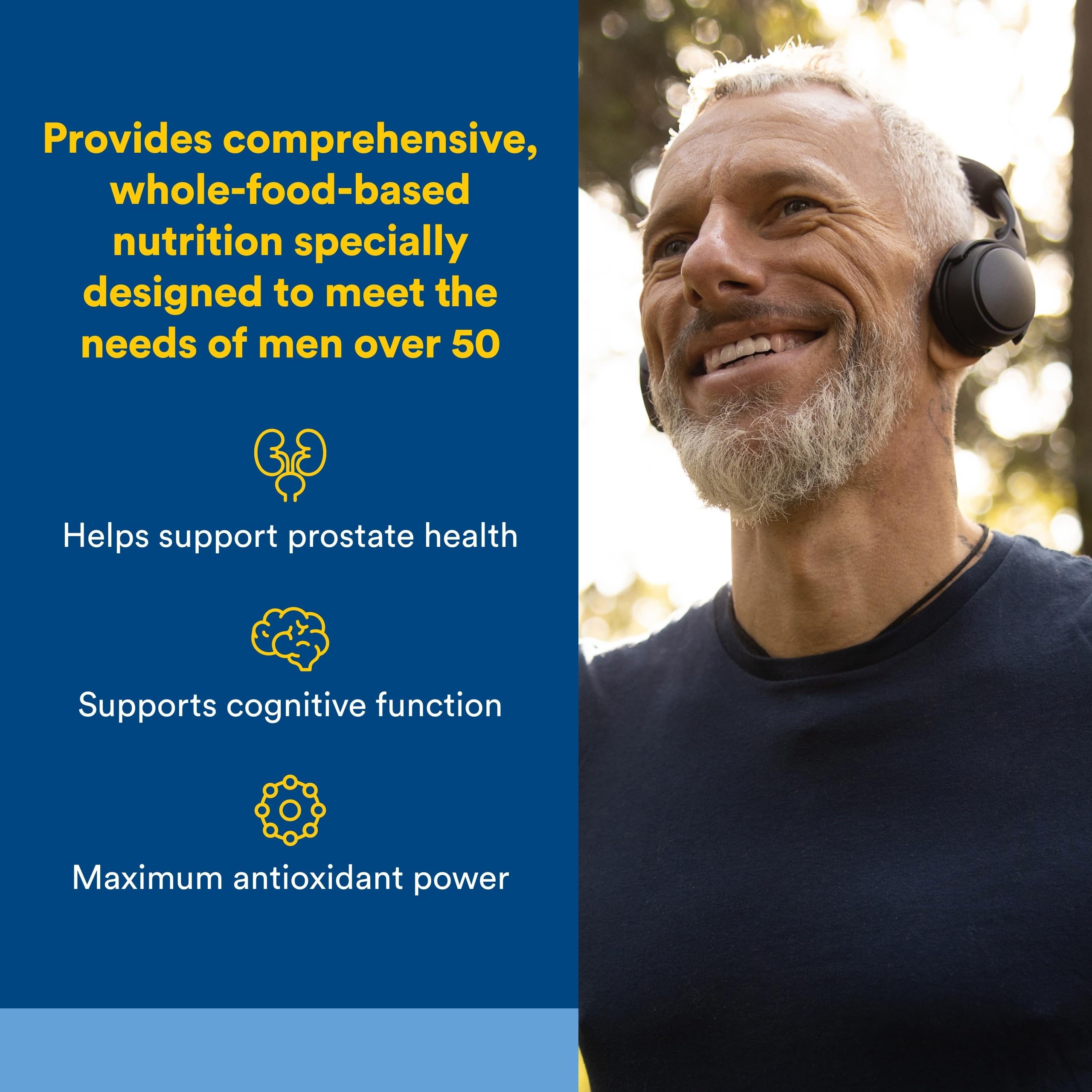 Natural Factors Whole Earth & Sea Men's 50+ Multivitamin side view