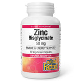 Natural Factors Zinc Bisglycinate 50 mg capsules front view