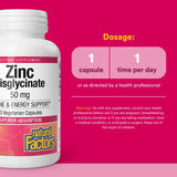 Natural Factors Zinc Bisglycinate 50 mg capsules with packaging