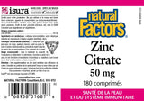 Natural Factors Zinc Citrate 180 Tablets close-up of tablets
