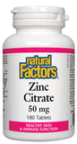 Natural Factors Zinc Citrate 180 Tablets front view