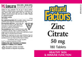 Natural Factors Zinc Citrate 180 Tablets side view