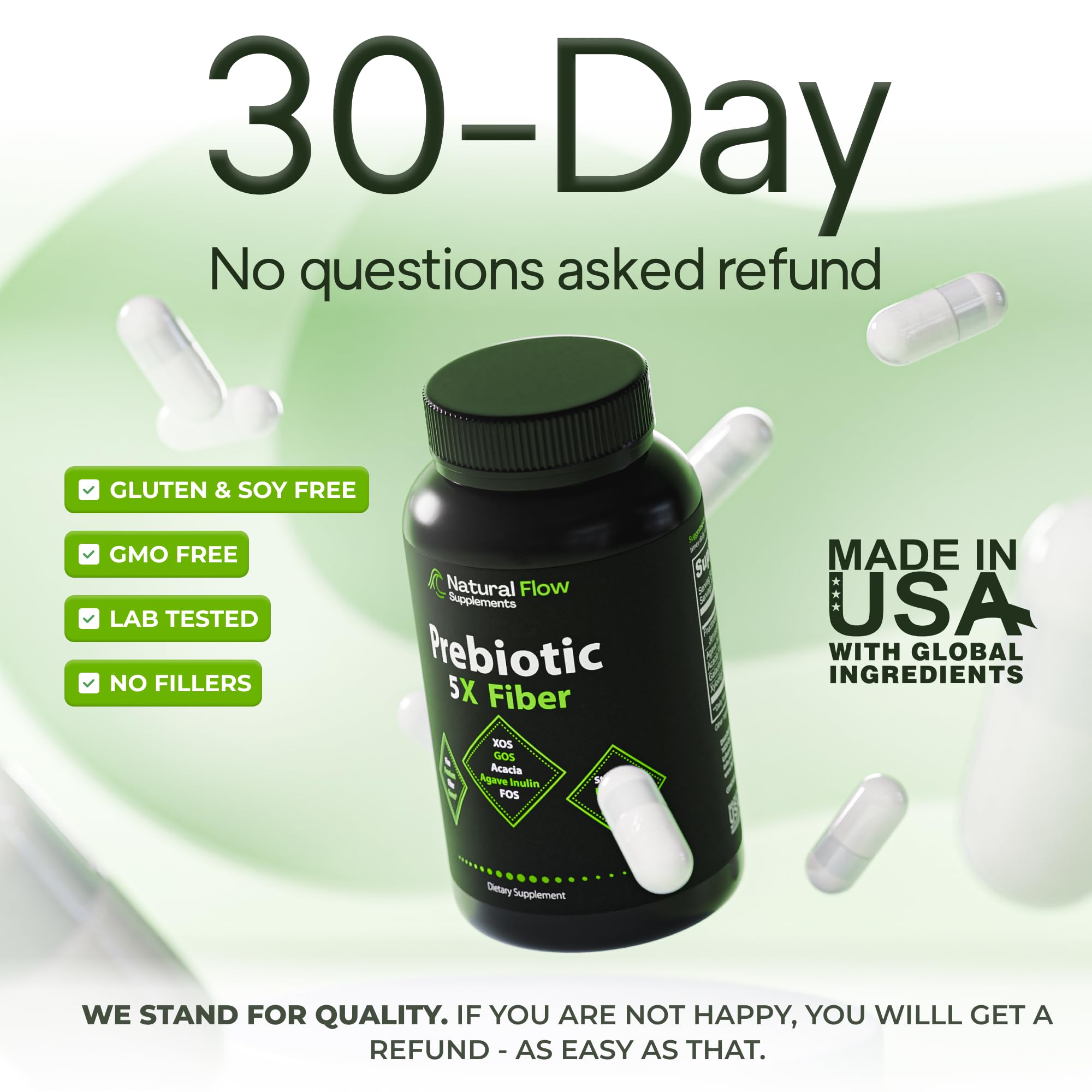 Natural Flow 5X Prebiotic Fiber Complex 145g ingredients list