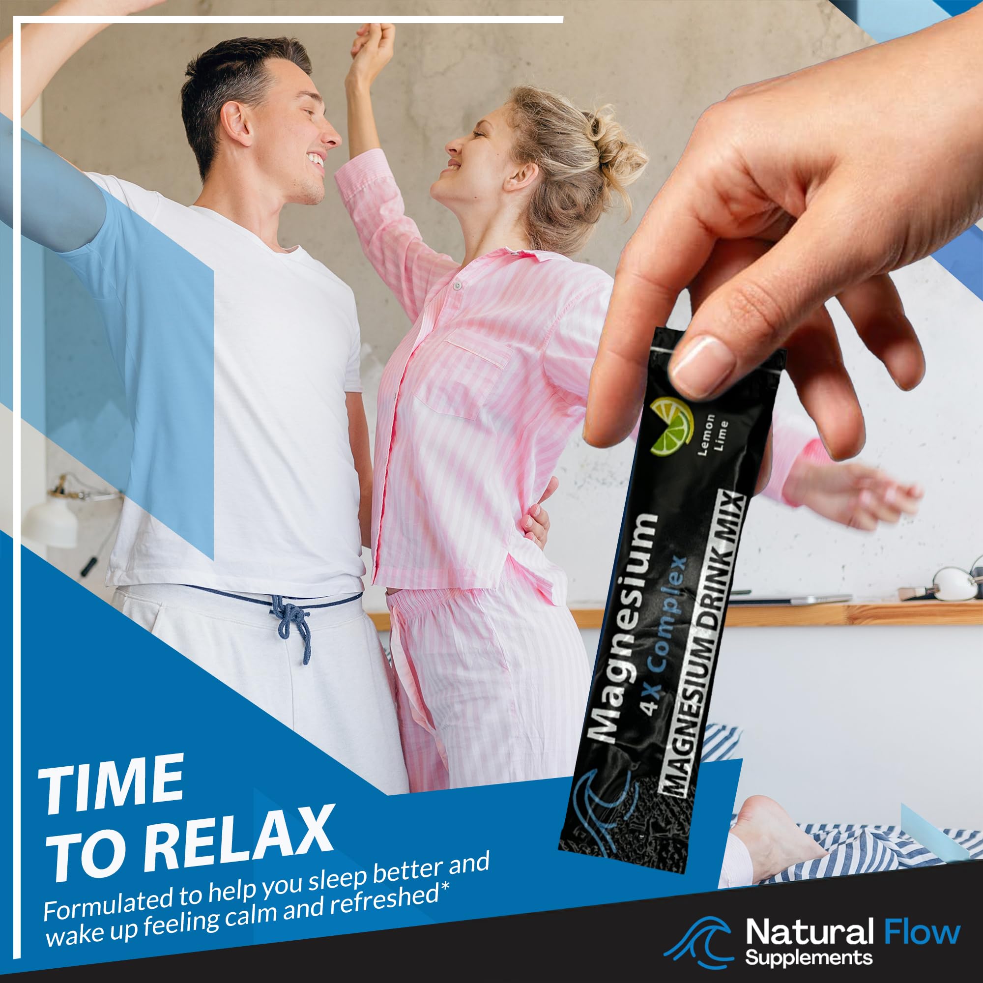 Natural Flow Magnesium Drink Mix packaging with lemon-lime flavour