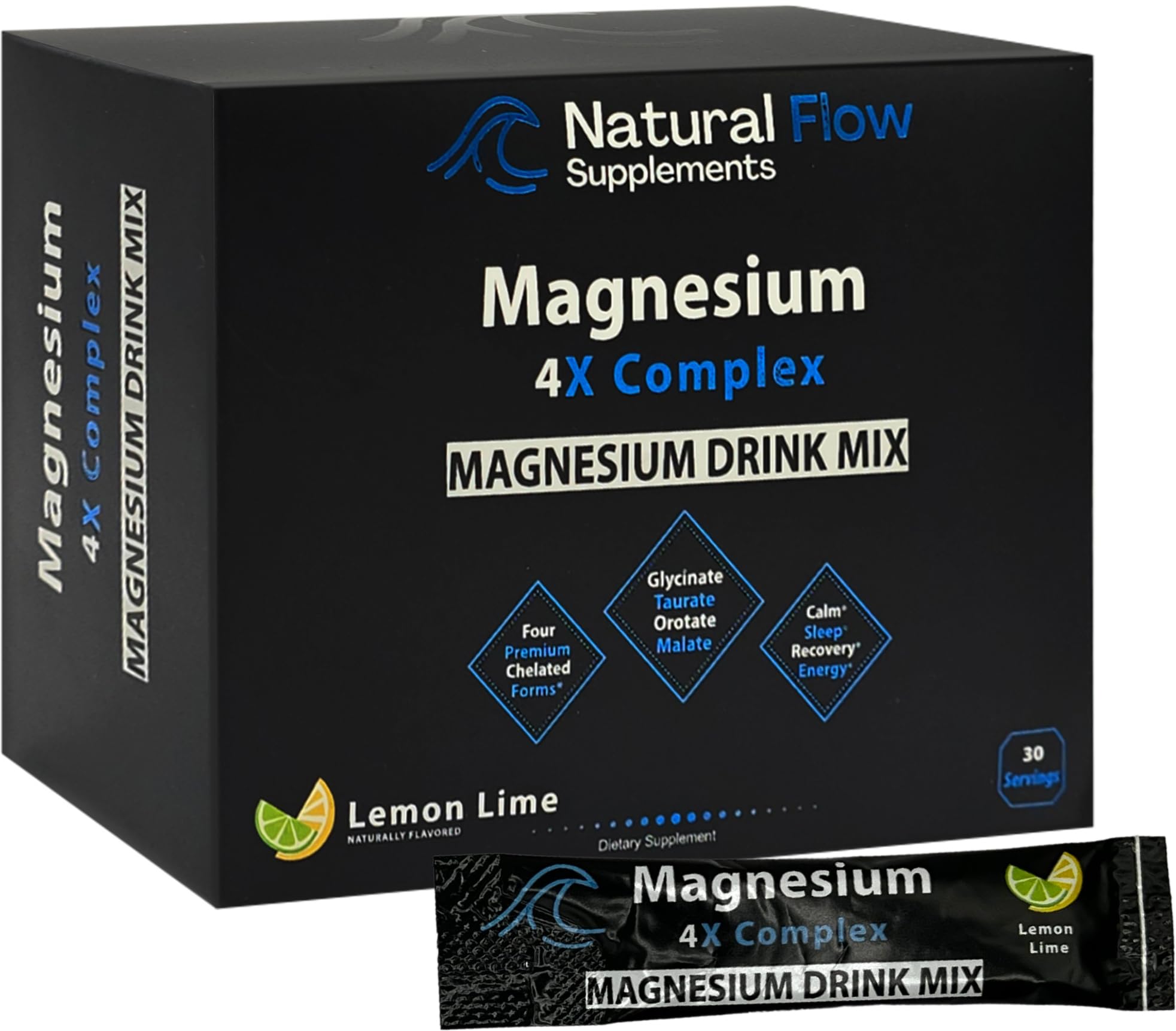 Natural Flow Magnesium Drink Mix stick pack front view