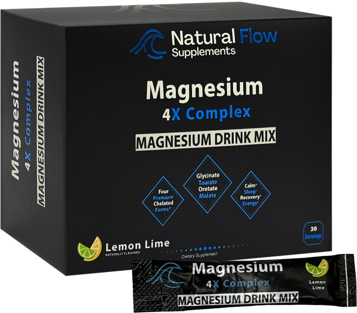 Natural Flow Magnesium Drink Mix stick pack front view